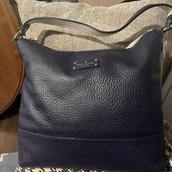 KATE SPADE BEAUTIFUL PEBBLED LEATHER SHOULDER BAG NEW NEVER USED NAVY - Picture 15 of 15